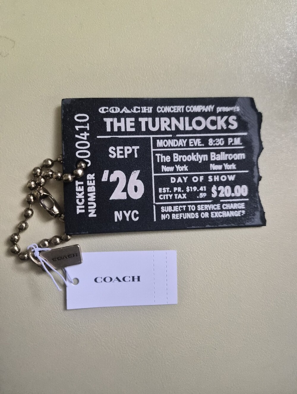 COACH Black Ticket Keychain Charm